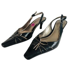 Arturo Chiang Slingback Heels Bows All Leather Soft Sensual Sole Size 8 M